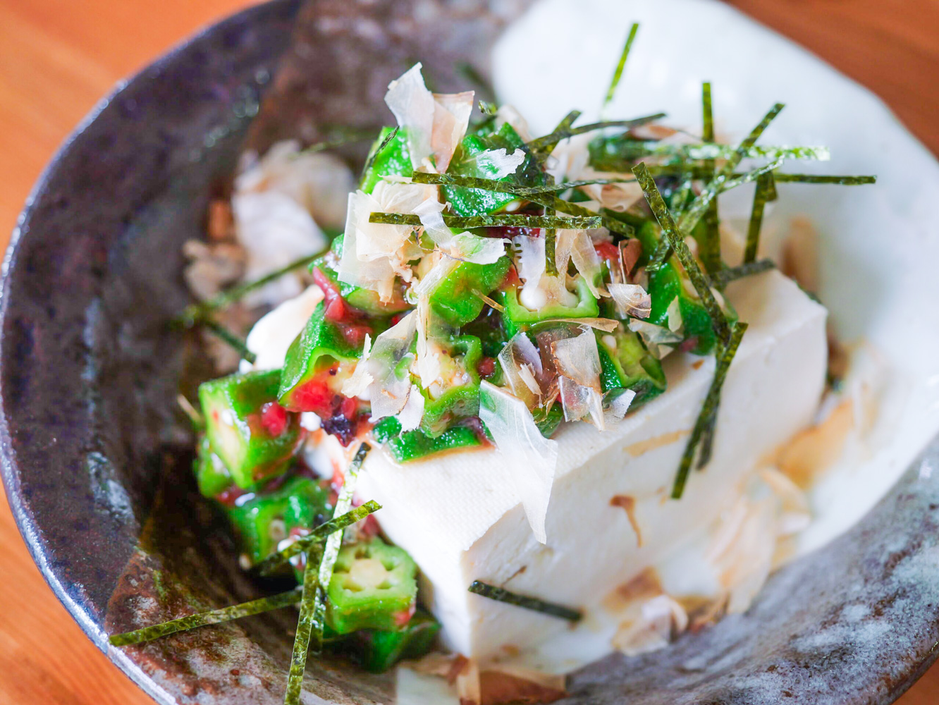 オクラと豆腐の梅サラダ