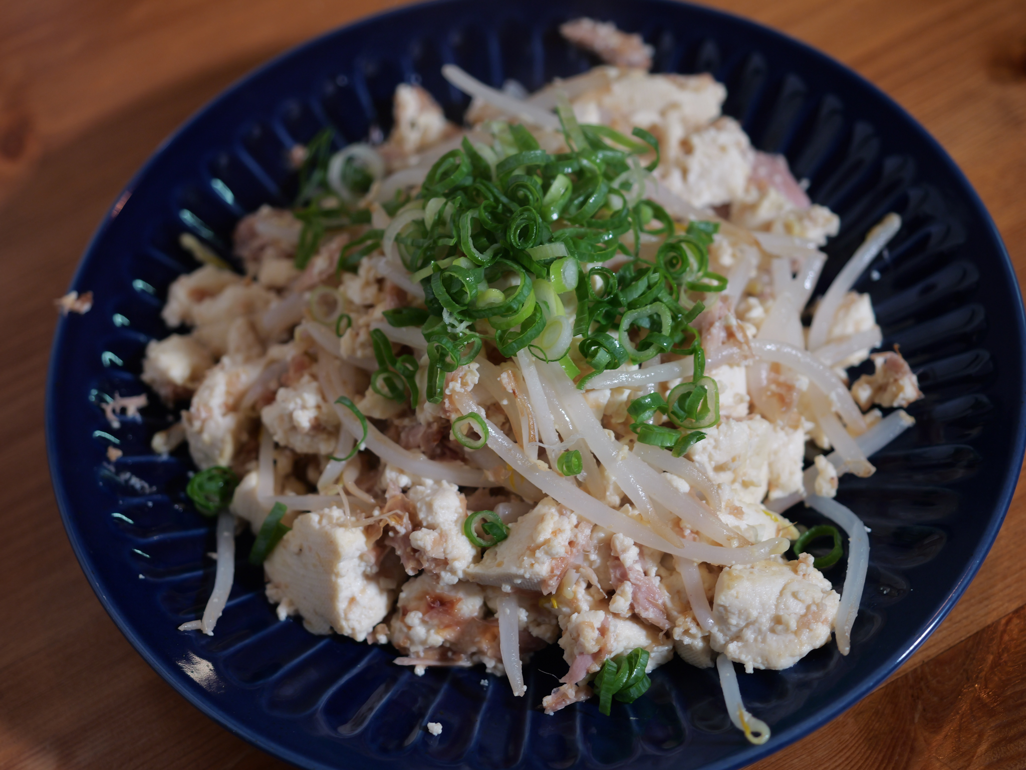 豆腐ともやしの梅酢ツナ炒め